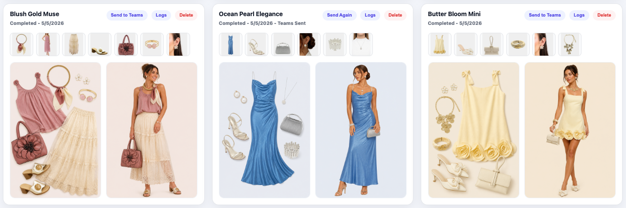 Completed shop-the-look outfits ready for review